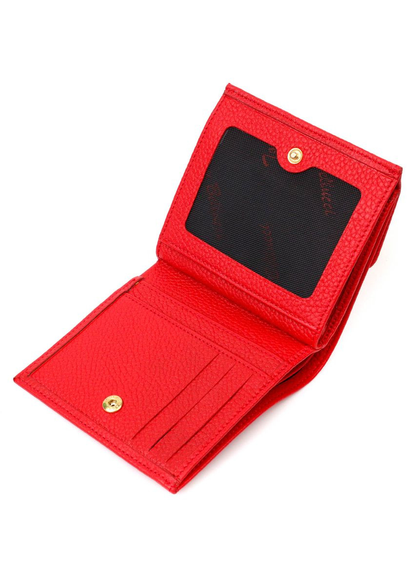 Яскравий жіночий гаманець із місткою монетницею на кнопці з натуральної шкіри червоний 22011 Tony Bellucci (329199006)