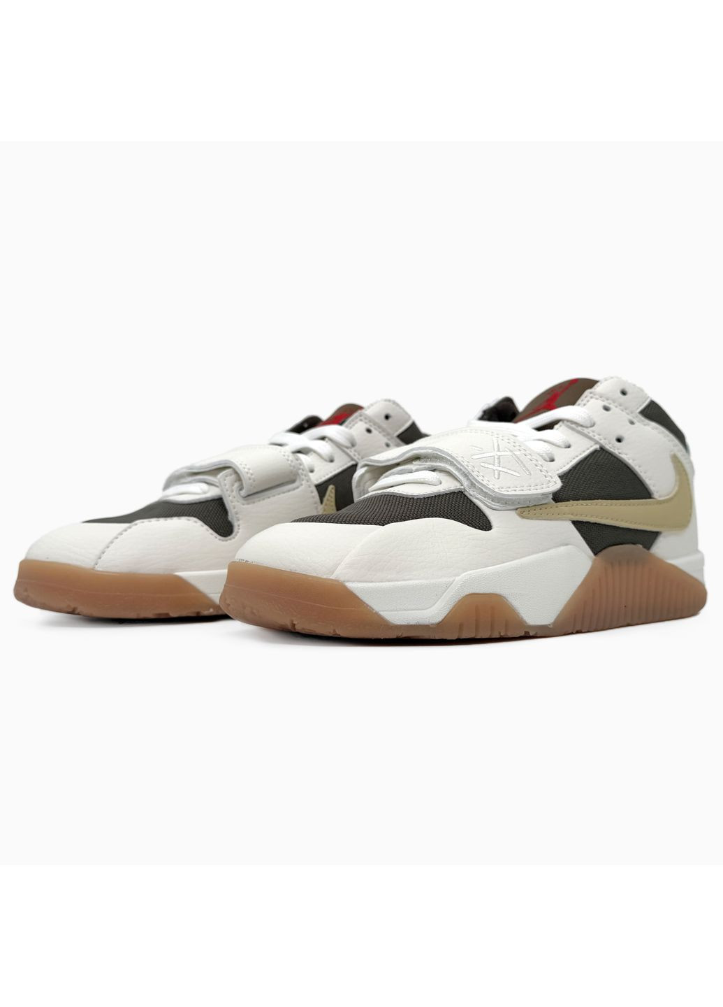 Бежевые демисезонные кроссовки мужские nike air jordan x travis scott jumpman jack beige / brown найк аир джордан No Brand