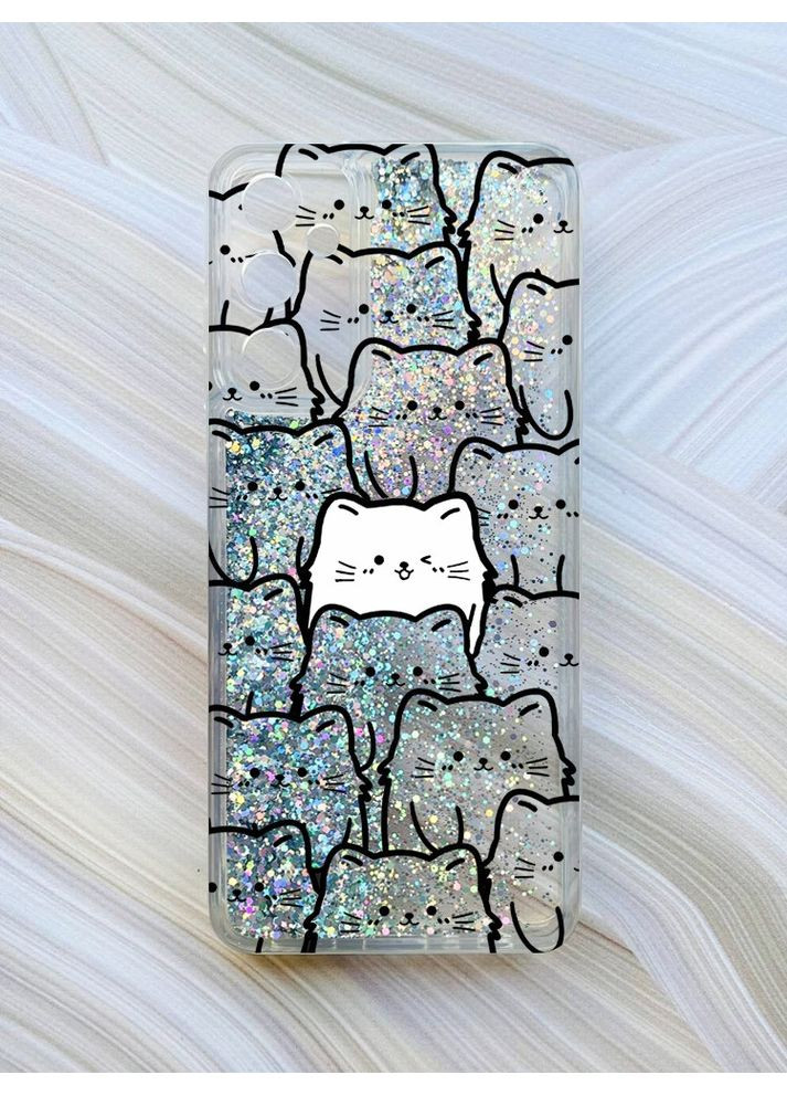 Чехол с плавающими блестками на Samsung Galaxy A25 (A256) Котики (принт 392) CASE CONTROL (360670678)