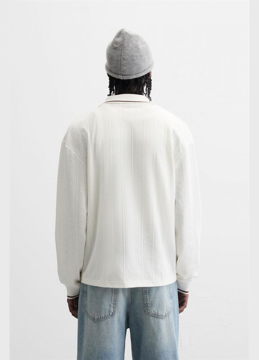 Кофта лонгслів Zara X AMB BRODADS поло 4087/354 Oyster W білий кежуали