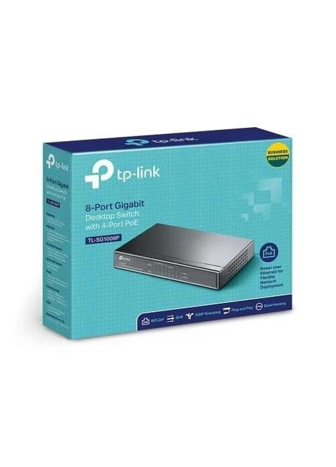 Комутатор TL-SG1008P, 8x100/1000 Mb/s, PoE 65.2W, металевий корпус, некерований TL-SG1008P TP-Link (395352008)