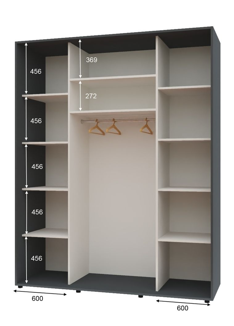 Шафа-купе дводверна 180*60*240 см Графіт ДСП + Дзеркало Максі Комфорт Меблі (360435832)