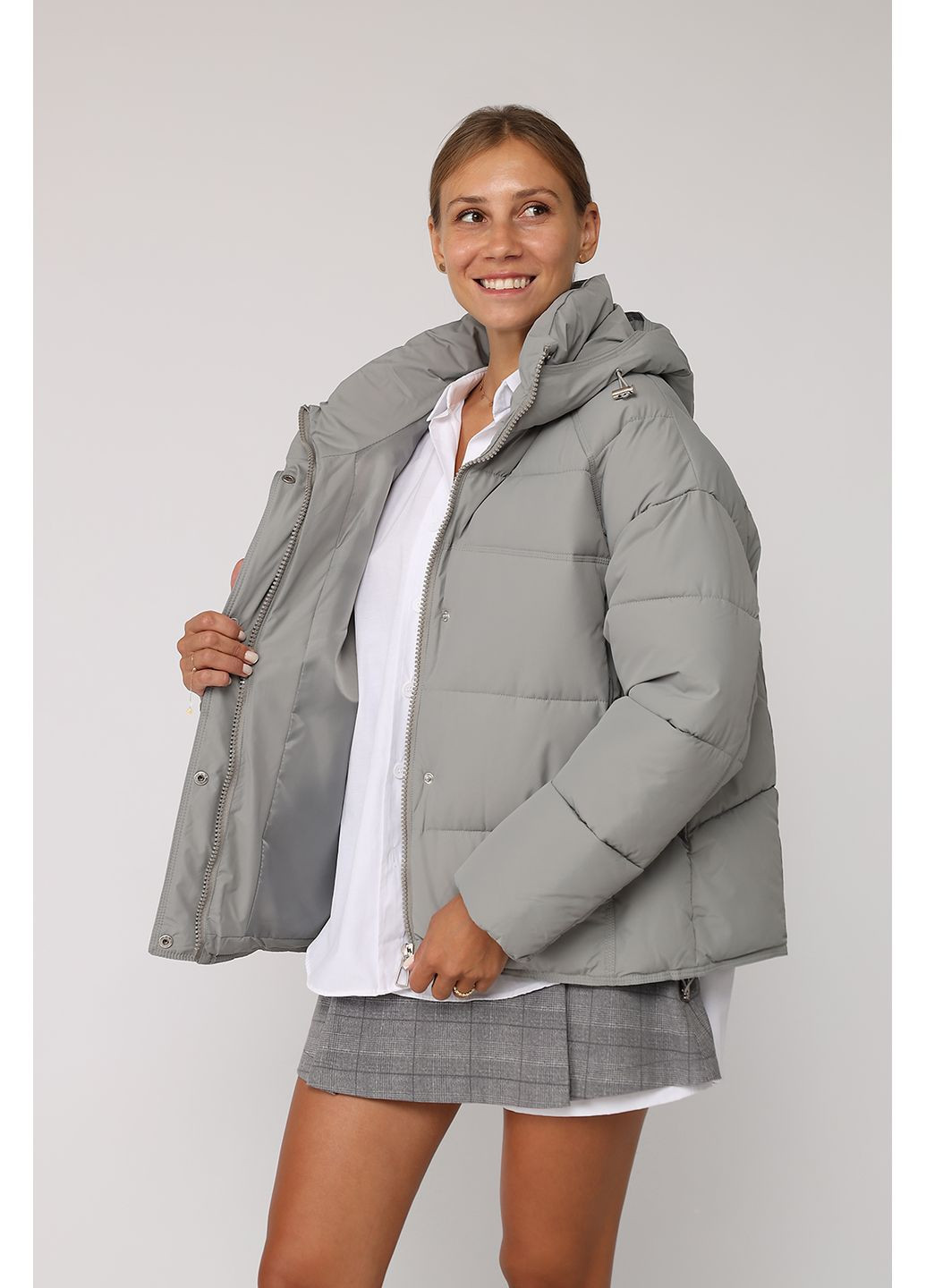 Сіра зимня куртка жіноча колір сірий cb-00277861 Yuki