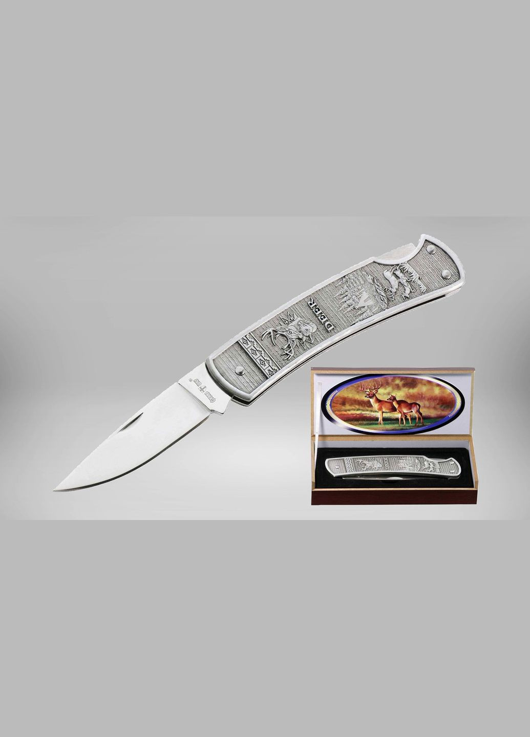 Ніж мисливський складаний DEER у подарунковому футлярі No Brand (370770595)
