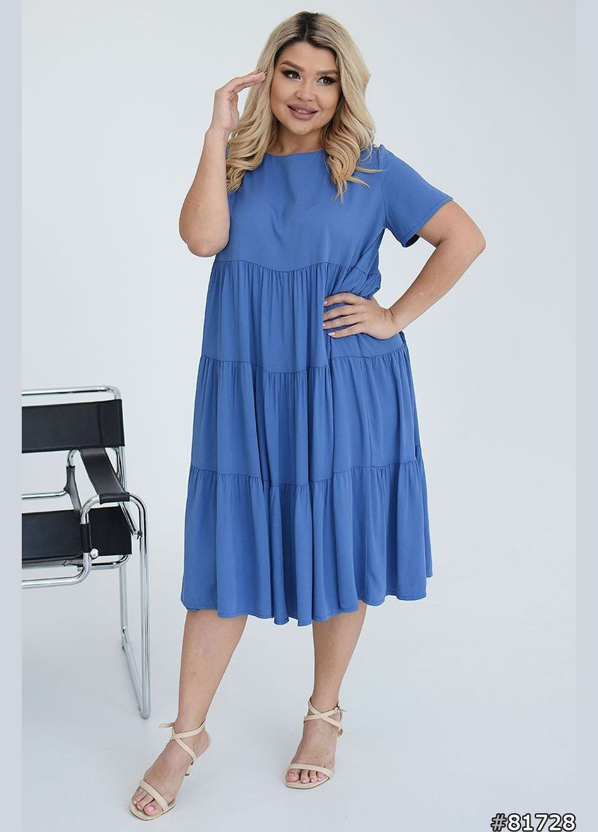 Синее свободное платье. большие размеры Fashion