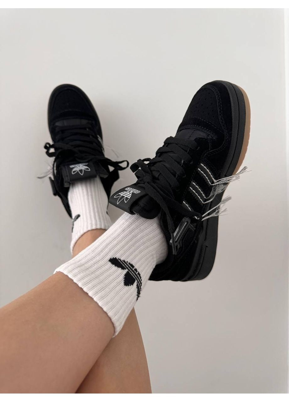 КРОСІВКИ ЖІНОЧІ ADIDAS FORUM BLACK / WHITE THREADS АДІДАС ФОРУМ No Brand чорні демісезони (367173510)