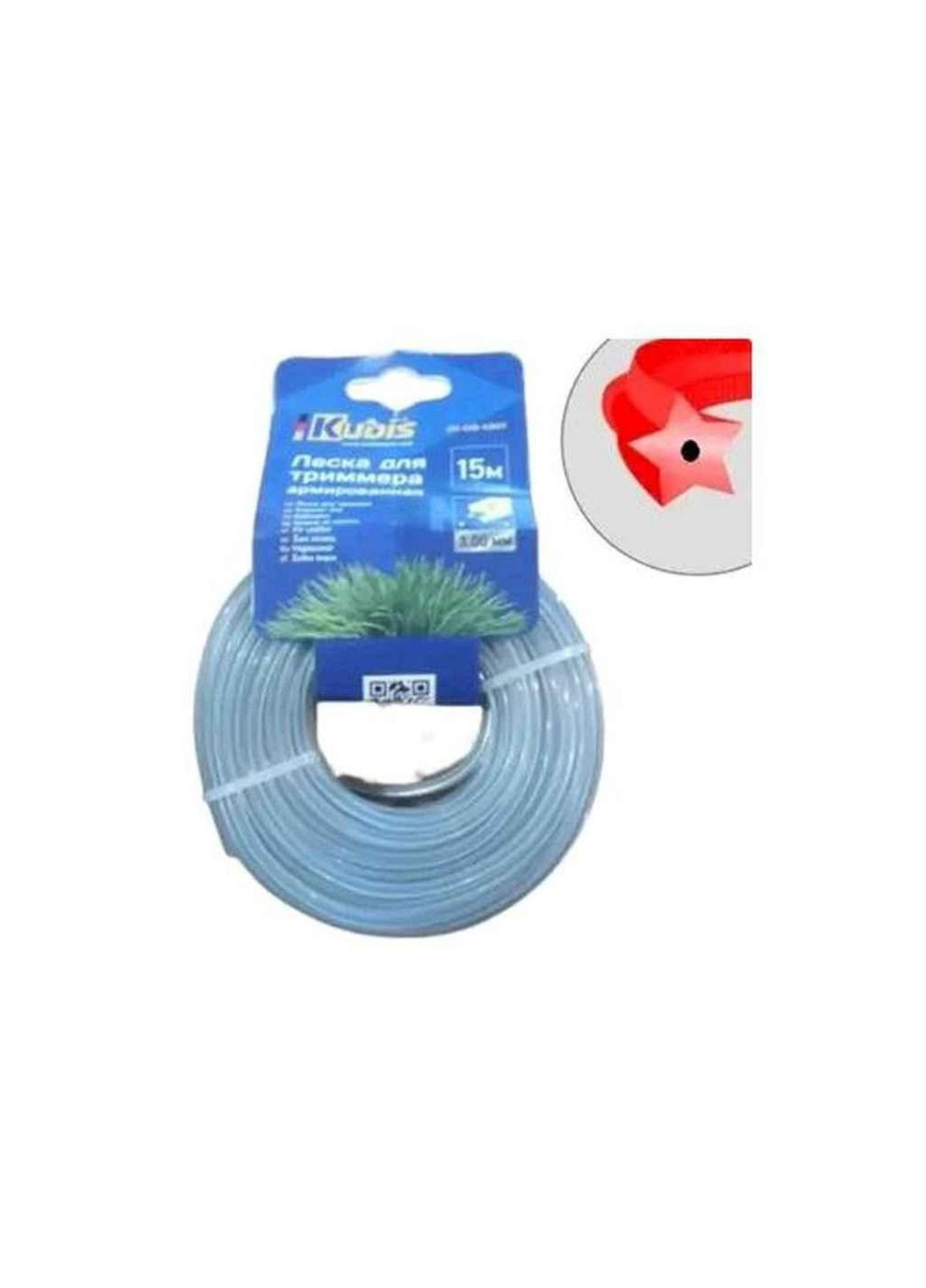 Ліска для підстригання трави зірка L=15м d=2,4мм армована ТМ Kubis (304759289)