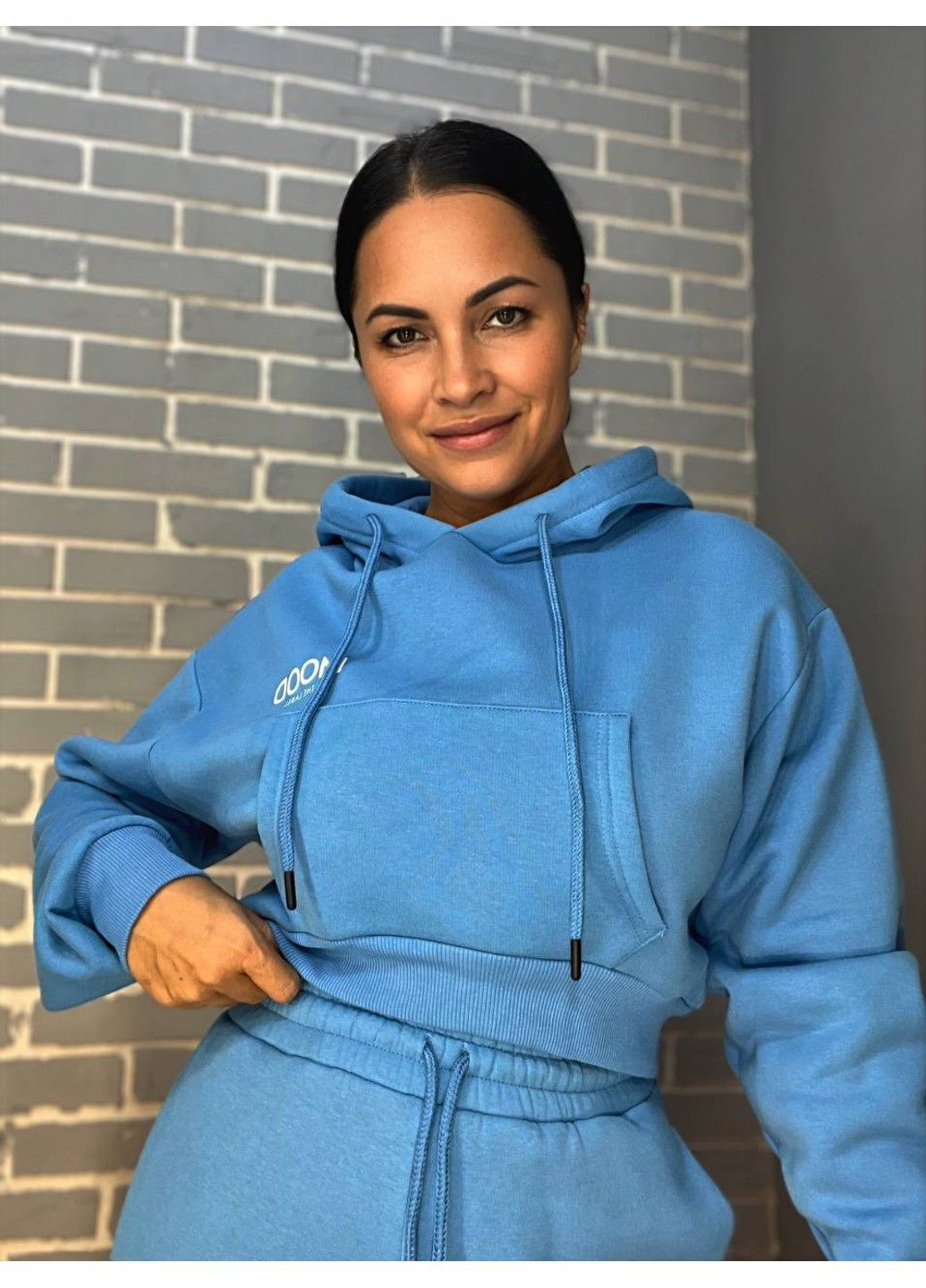 Костюм 493-497 світшот капюш короткий MOOD брюки резинка фліс Quzen (304062661)