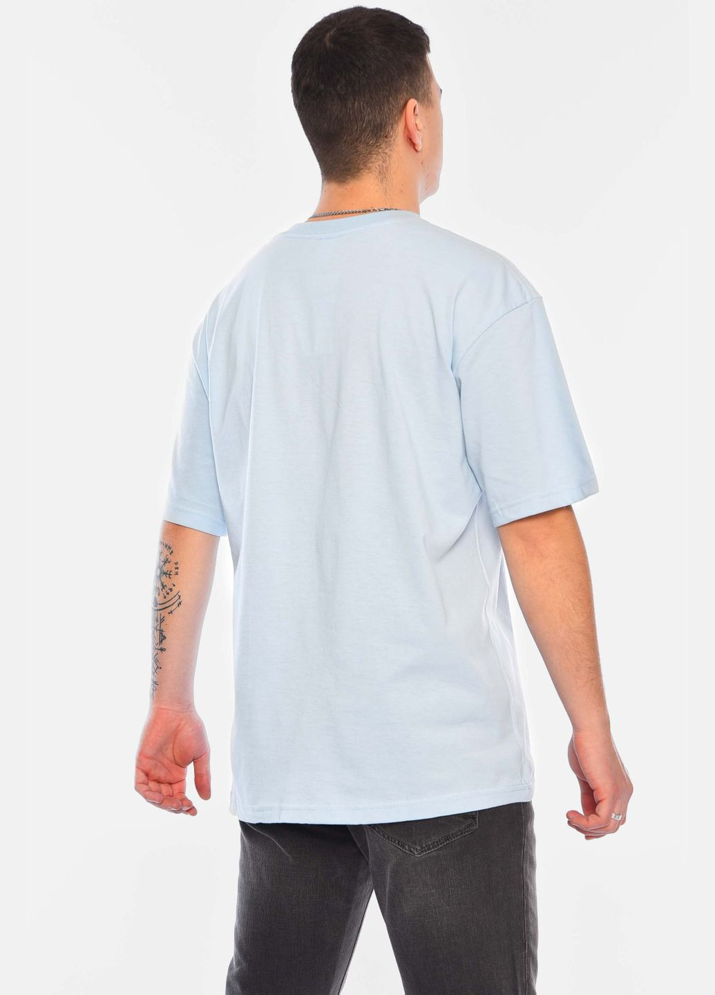 Голубая футболка мужская полубатальная однотонная голубого цвета Let's Shop