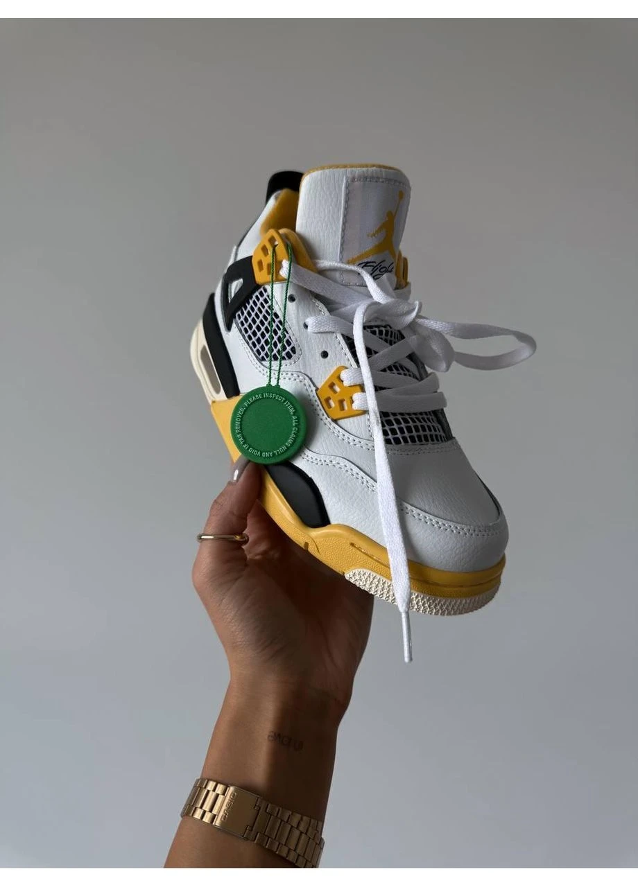 КРОССОВКИ ЖЕНСКИЕ NIKE AIR JORDAN 4 WHITE YELLOW НАЙК АИР ДЖОРДАН БЕЛЫЕ No Brand белые демисезоны (391956757)