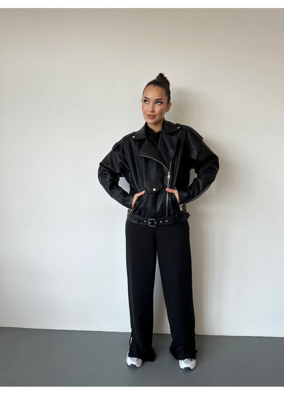 Черная демисезонная куртка весна осень косуха Україна