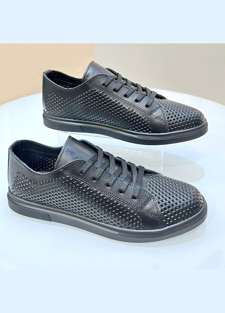 Черные кеды женские кожаные черные с перфорацией. Fashion