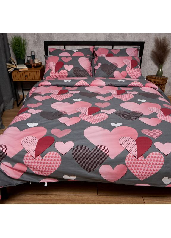 Комплект постільної білизни Бязь Gold Люкс Полуторний 143х210 наволочки 4х70х70 (MS-820008804) Moon&Star Blush Love (356115274)