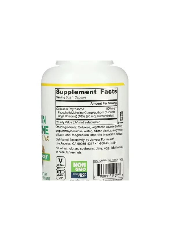 Фитосомы куркумина, Curcumin Phytosome,, 500 мг, 120 капсул в растительной оболочке Jarrow Formulas (361119021)