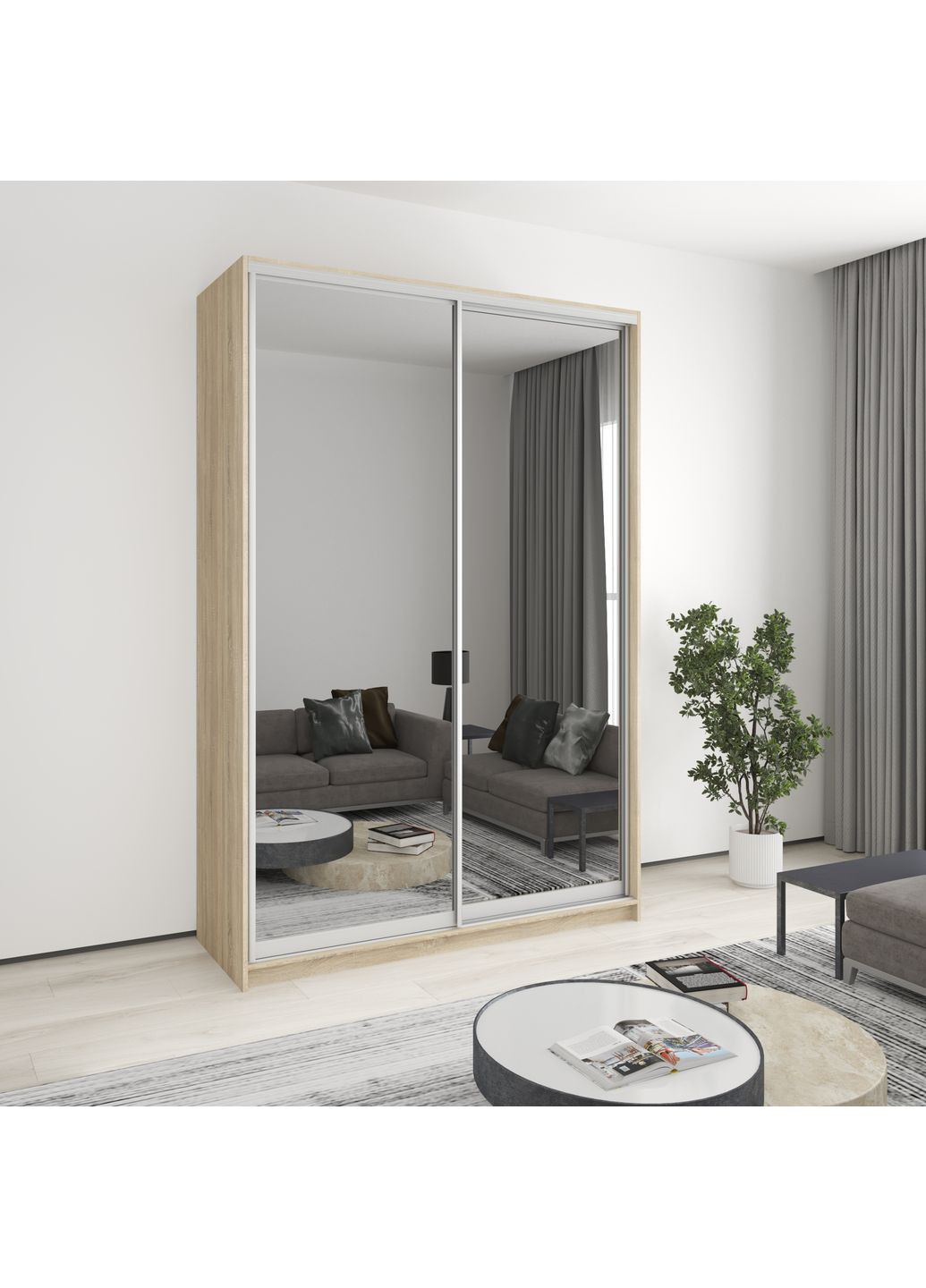 Шафа-купе дводверна Стандарт AL 2 Дзеркала 160x60x240 см (MBS-3876) MebelStar (359449324)