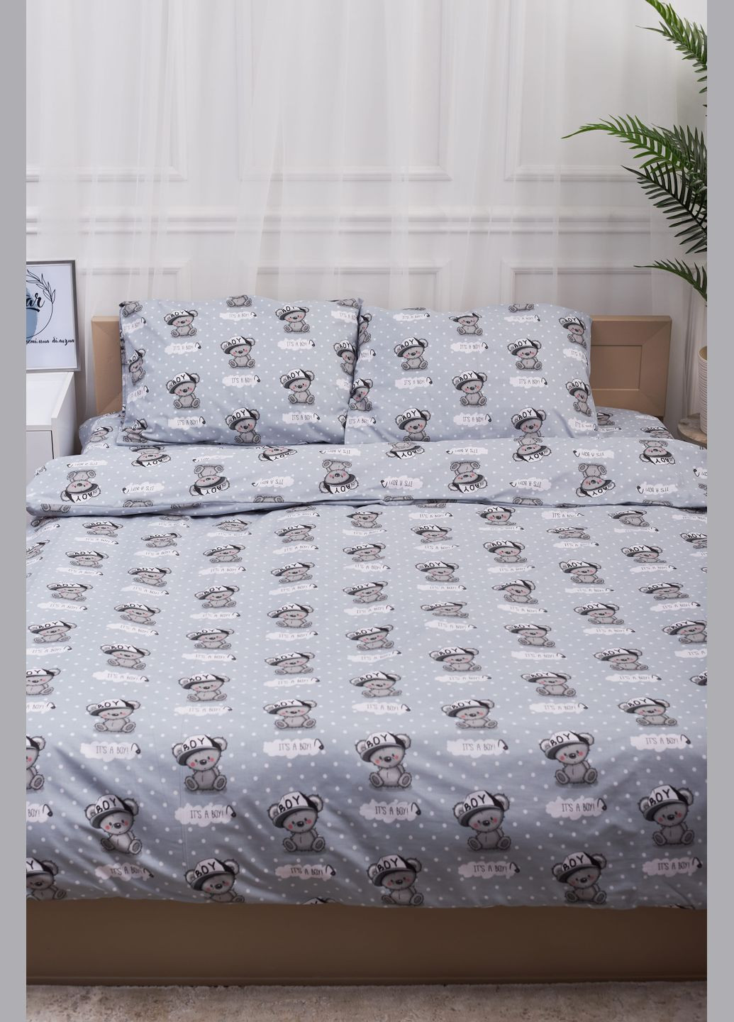Комплект постільної білизни сімейний 143х210х2 наволочки 2х40х60 Бязь Gold Люкс (MS-820001378) Moon&Star Teddy Boy (285717744)