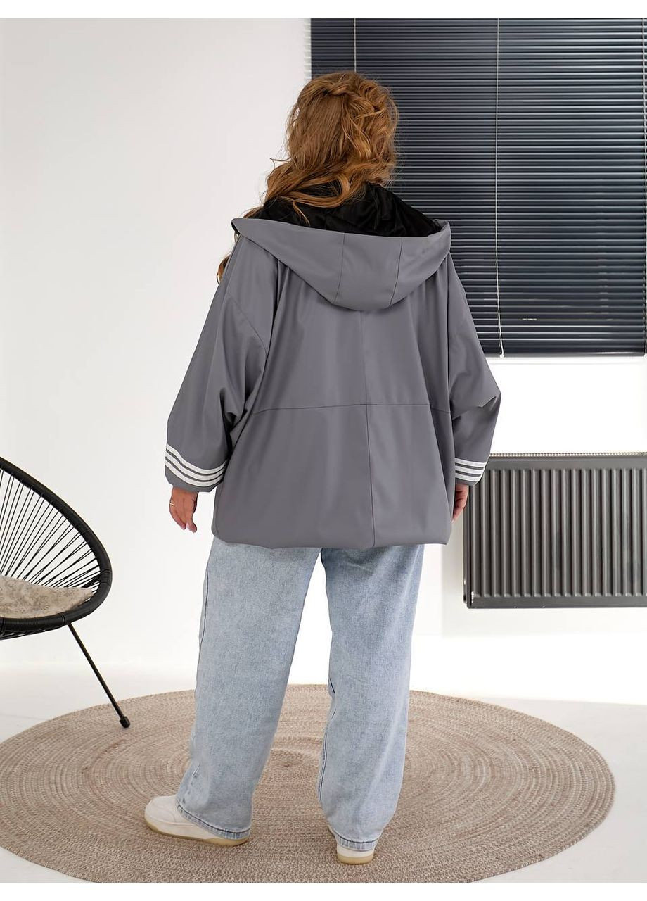 Сіра демісезонна куртка-вітровка жіноча оверсайз Style Point