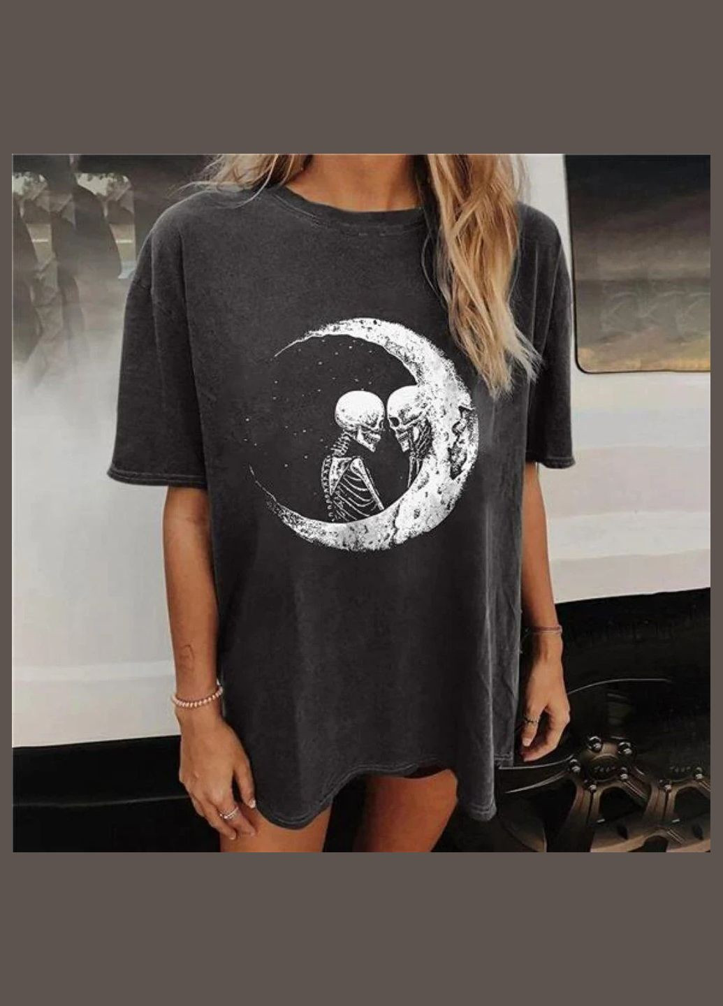 Футболка жіноча з принтом 48 Сіра 2664087596 No Brand - (342398357)