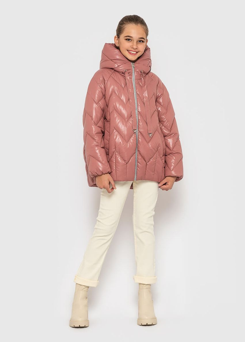 Комбинированная демисезонная куртка каралово - розовый Cvetkov Каролина