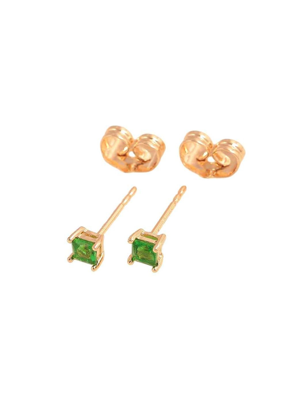 Серьги пусеты M&L 18K "Зеленые кристаллы" 3х3мм 303528 Xuping Jewelry (371651696)