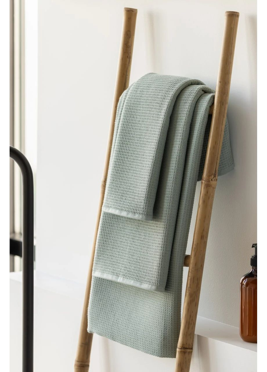 Набір вафельних рушників Family 30х50см 2шт, 50х90см 2шт, 70х140см, 90х150см HYGG однотонний оливковий