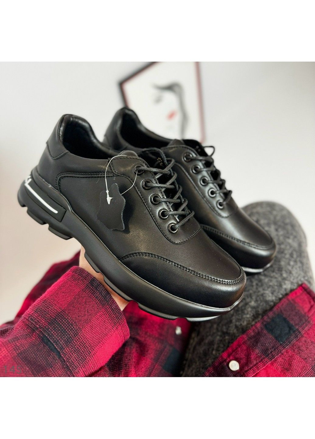 145 Кросовки Кожаные Черные Hengji чёрные демисезоны (290867356)