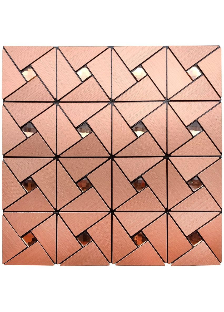 Самоклеящаяся алюминиевая плитка Медная со стразами 300х300х3мм Sticker Wall (300372514)