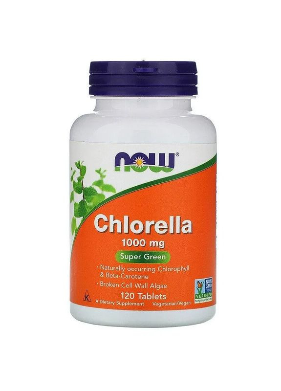 Хлорела "Chlorella", 1000 мг, 120 таблеток Now Foods (361114266)