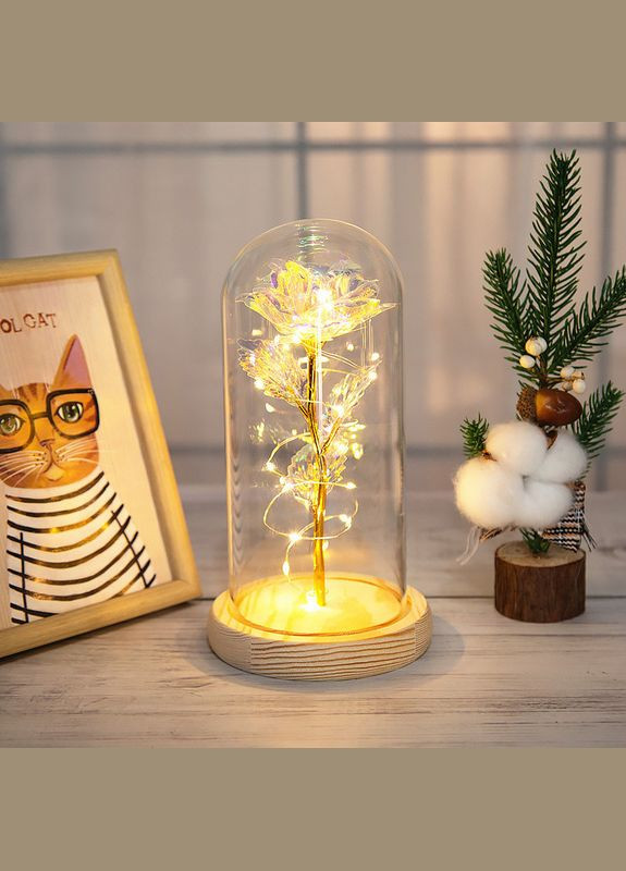 Троянда в колбі 24К KY-1124 Тепле світло з LED-підсвіткою нічник подарунок дівчині 10 шт. Lesko (349729938)