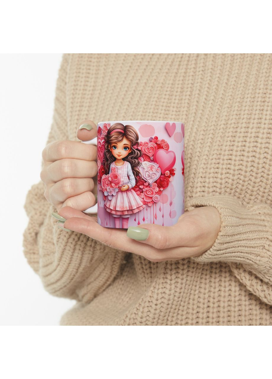 Керамическая чашка с дизайном "Девушка с розами"- 2 No Brand (368671506)