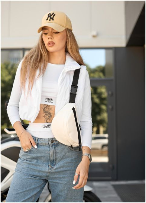 Сумка через плечо из экокожи бананка женская Marina MSG Белая Sambag (302008320)