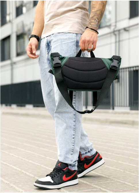 Сумка через плечо бананка мужская из экокожи для телефона и для документов большая Зеленый 38391 Sambag (352165880)