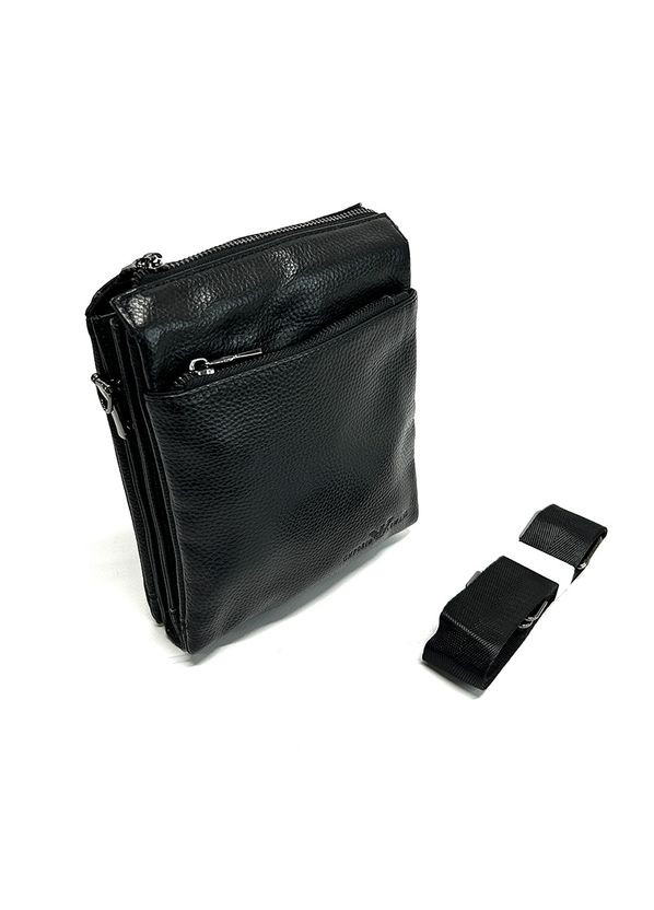 Чорна шкіряна чоловіча маленька молодіжна міні сумка через плече No Brand (292404339)