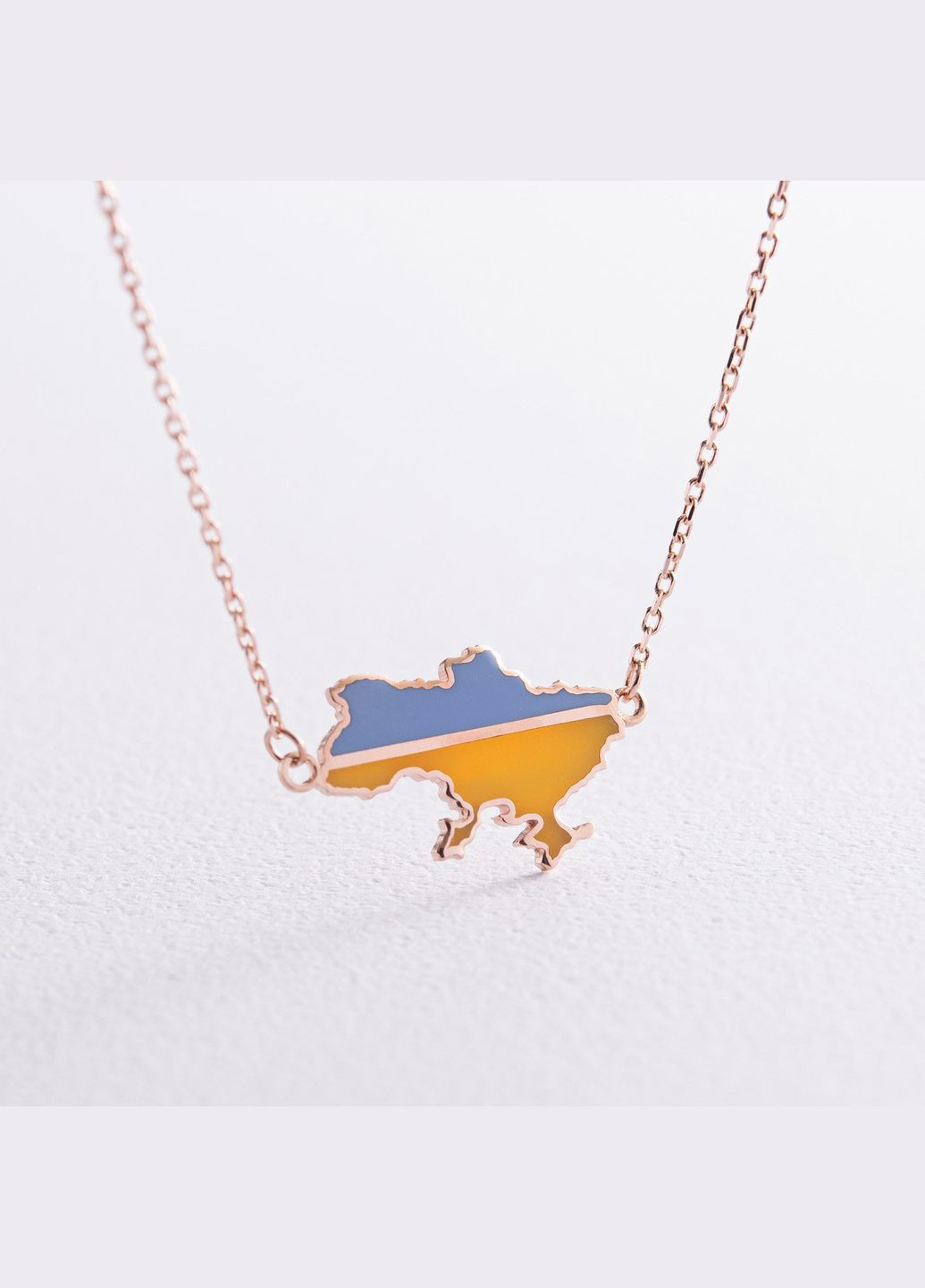 Кольє Карта України у червоному золоті (блакитна та жовта емаль) кол02357 43 Oniks (307840496)