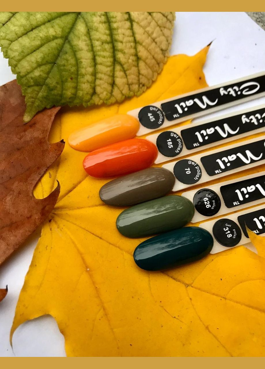 Оранжевий гель лак 185 ( морквяний, червоно-цегляний яскравий гель-лак ) 10мл City Nail (342375752)