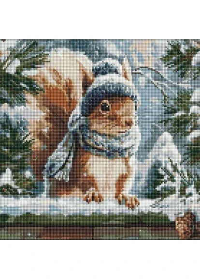 Алмазна мозаїка - Зимове білченя ©art_selena_ua 40х40 см IDEYKA (370795967)