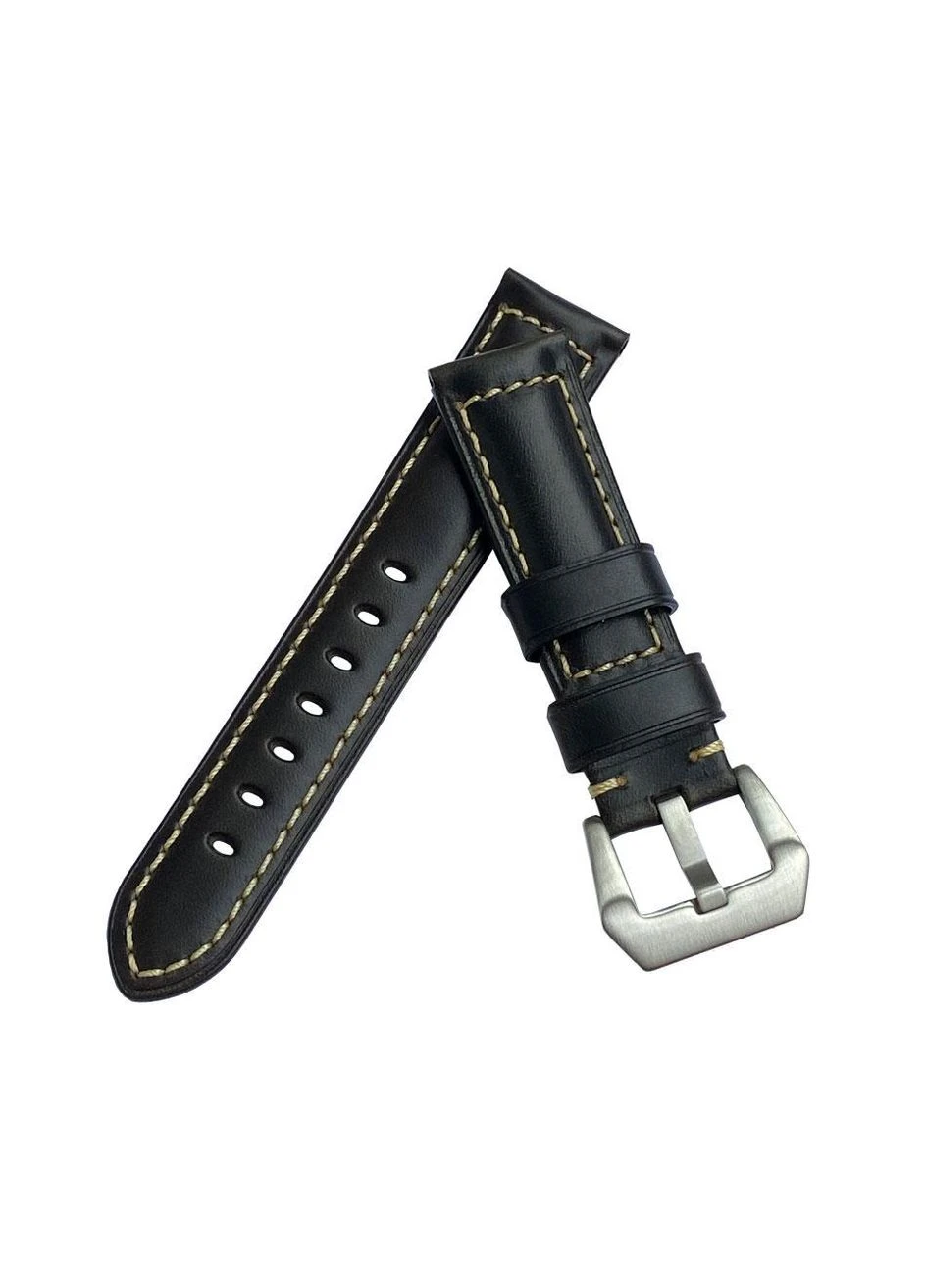 Кожаный ремешок Primolux F001 Steel buckle для часов Vivoactive 4 - Black Garmin (333720226)