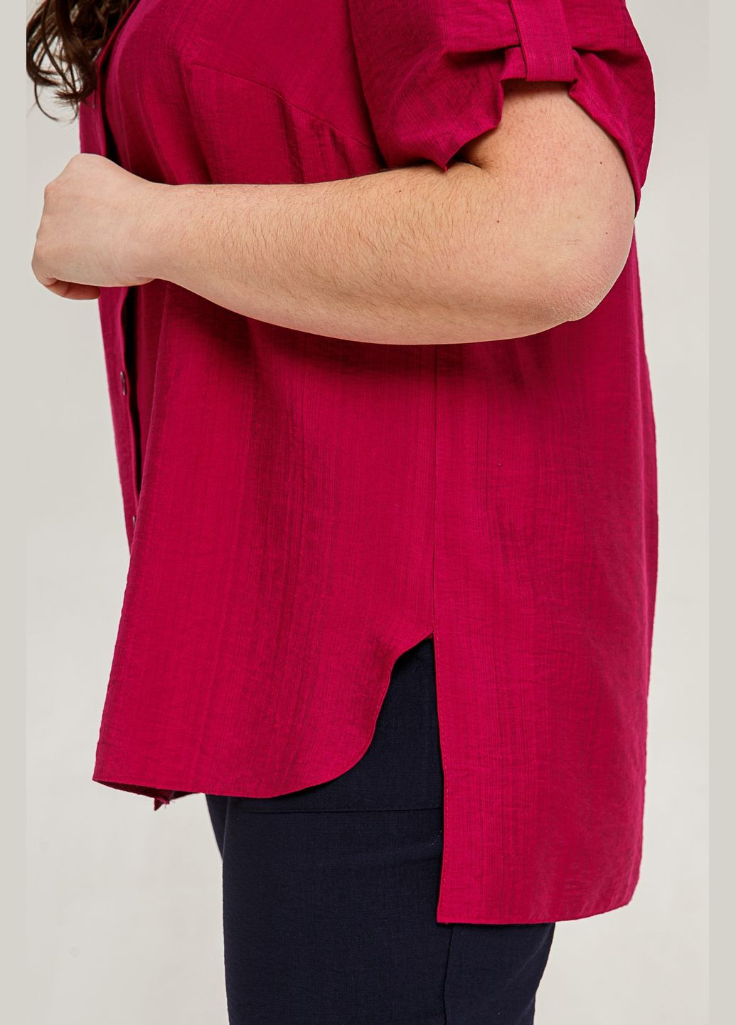 Малиновая блузка прямого силуэта из ткани baboos с легким отливом на пуговицах all posa (ap101393p) A'll Posa