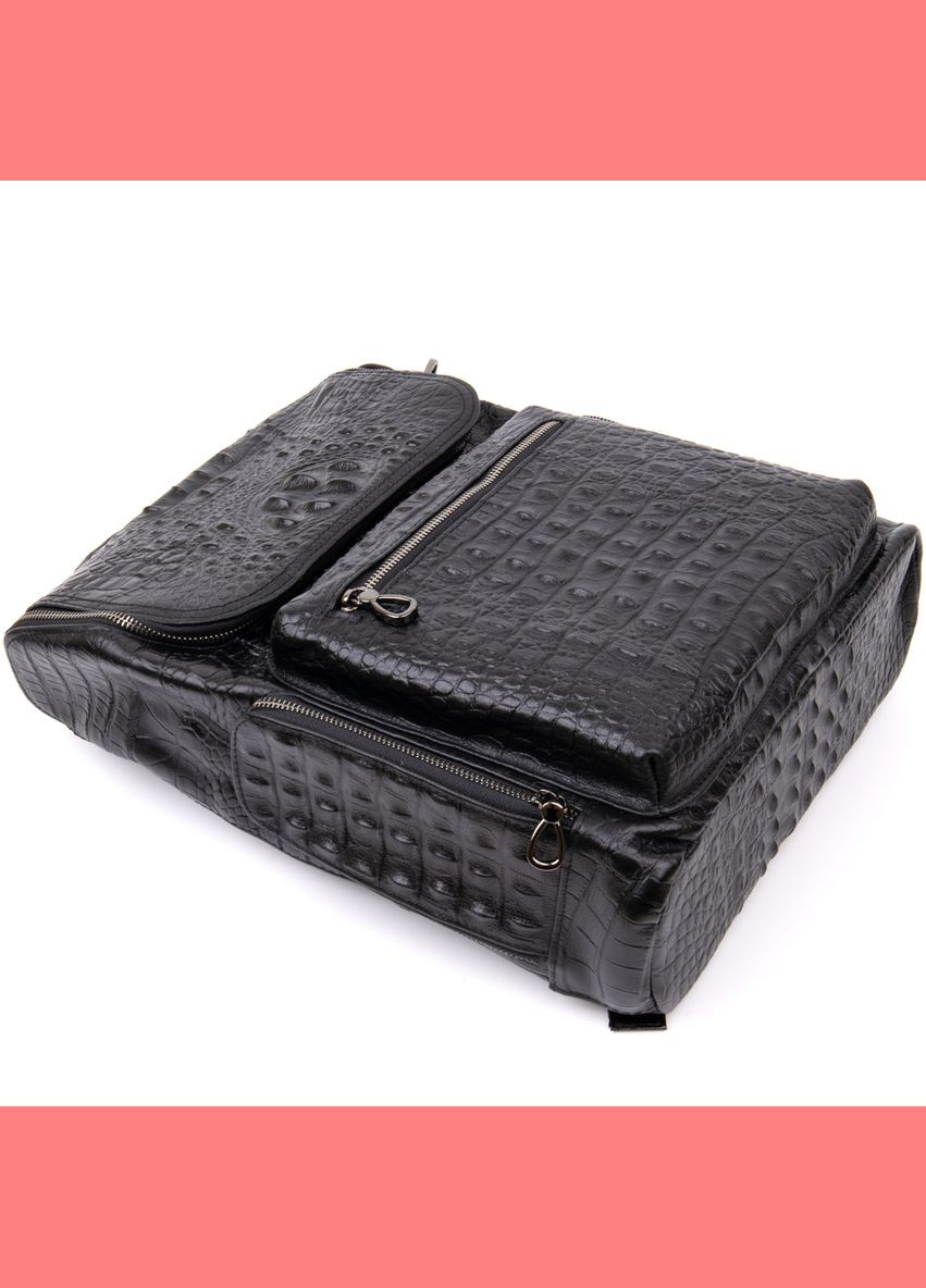 Рюкзак чоловічий шкіряний під рептилію 20431 Чорний Vintage (301871727)