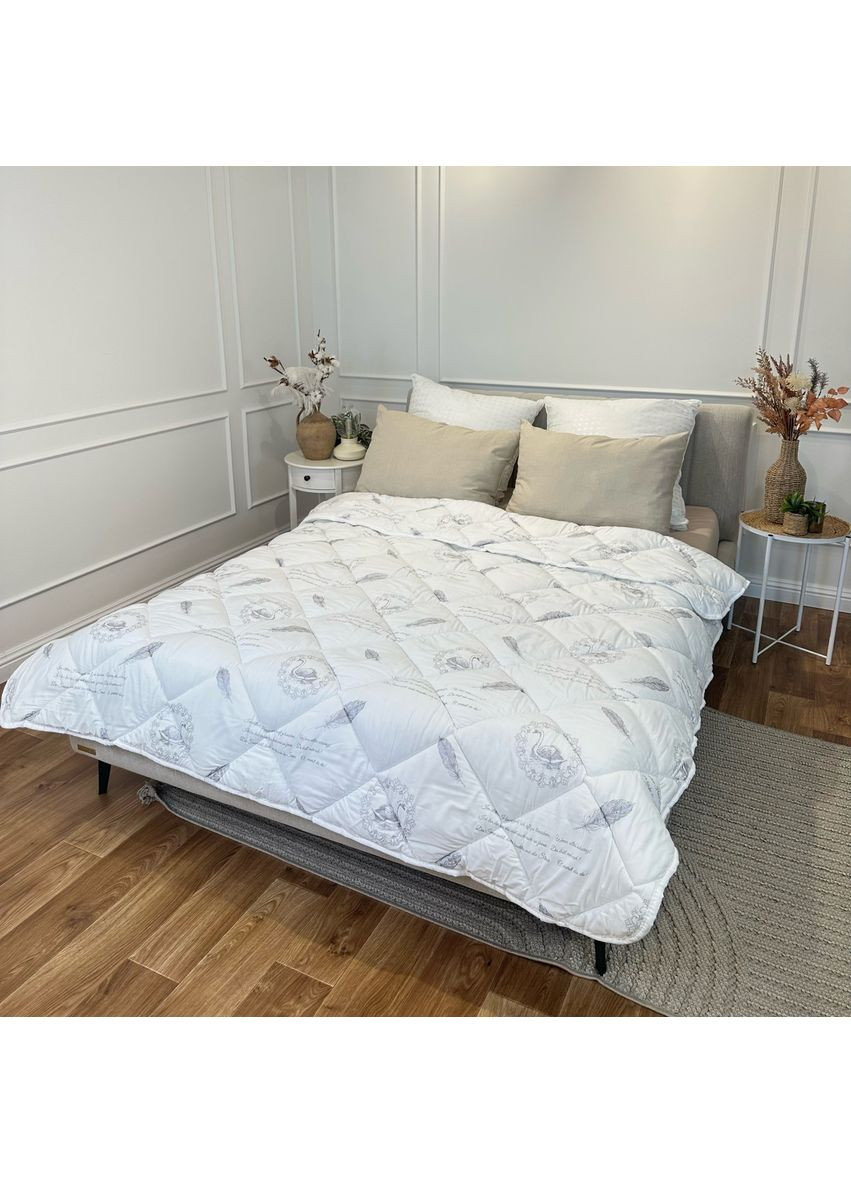 Одеяло полуторное стеганное зимнее из искусственного лебединого пуха 21457 150х210 см белое Leri Max (365689007)