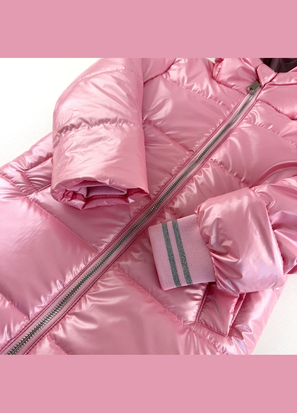 Рожеве зимнє Дитяче зимове пальто на синтепоні для дівчинки з капюшоном (1COA-NY-52-10241) Marakas