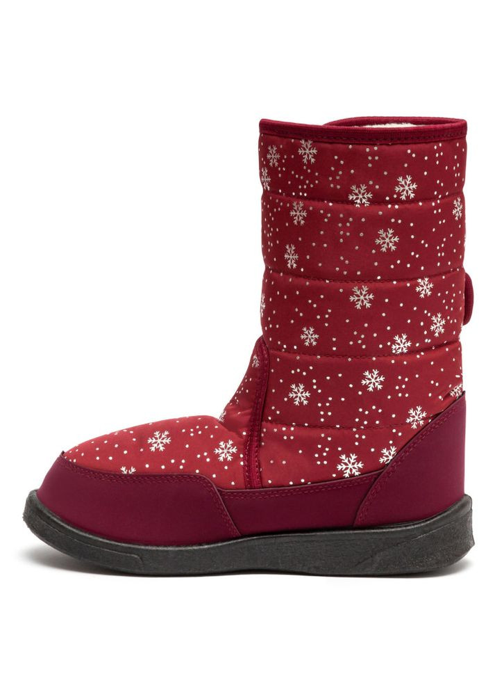 Зимние дутики женские в снежинки aurora бордовые Oldcom