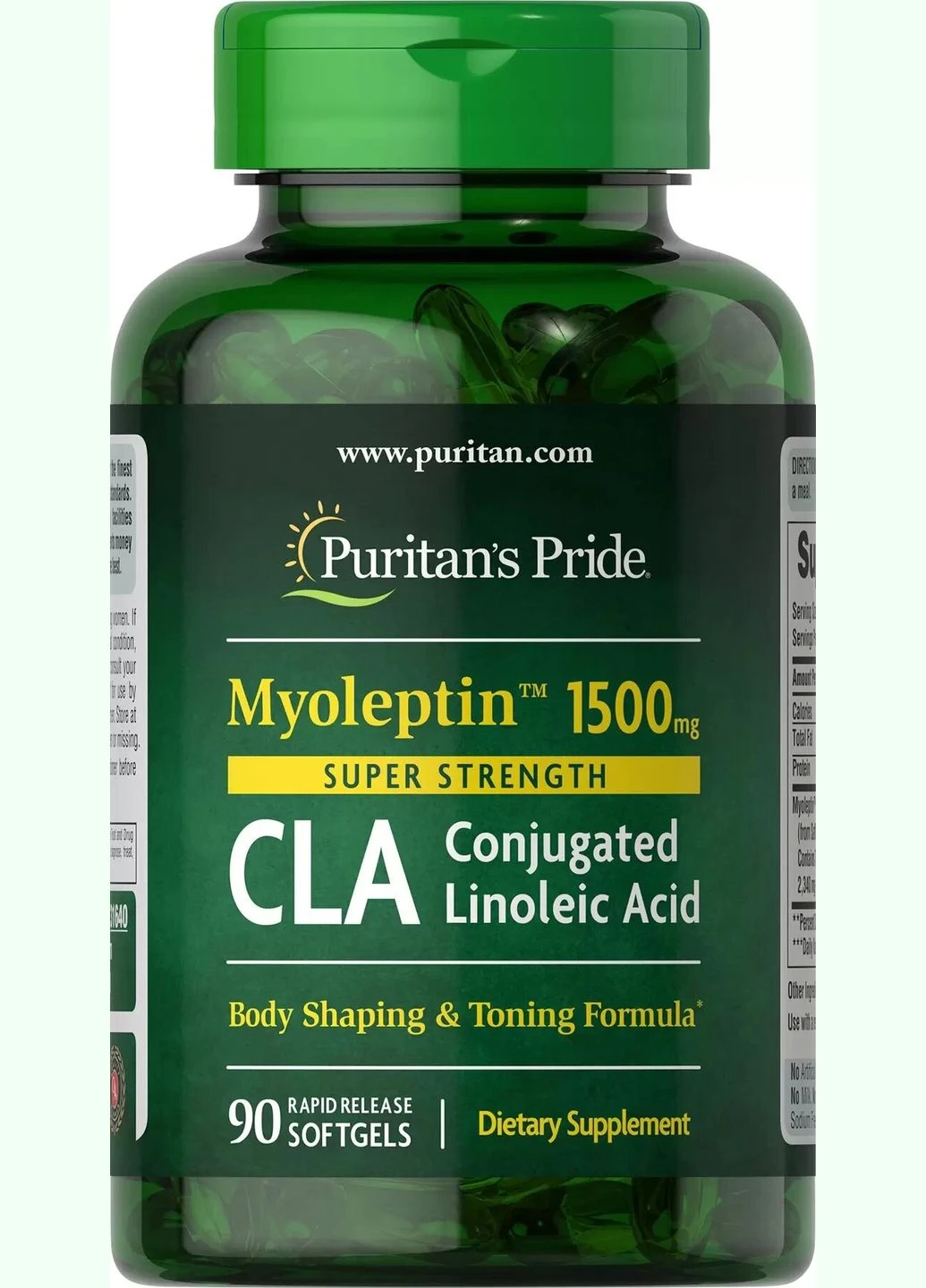 Конъюгированная линолевая кислота, MyoLeptin™ CLA,, высокоэффективная, 1500 мг, 90 гелевых капсул Puritans Pride (322145570)