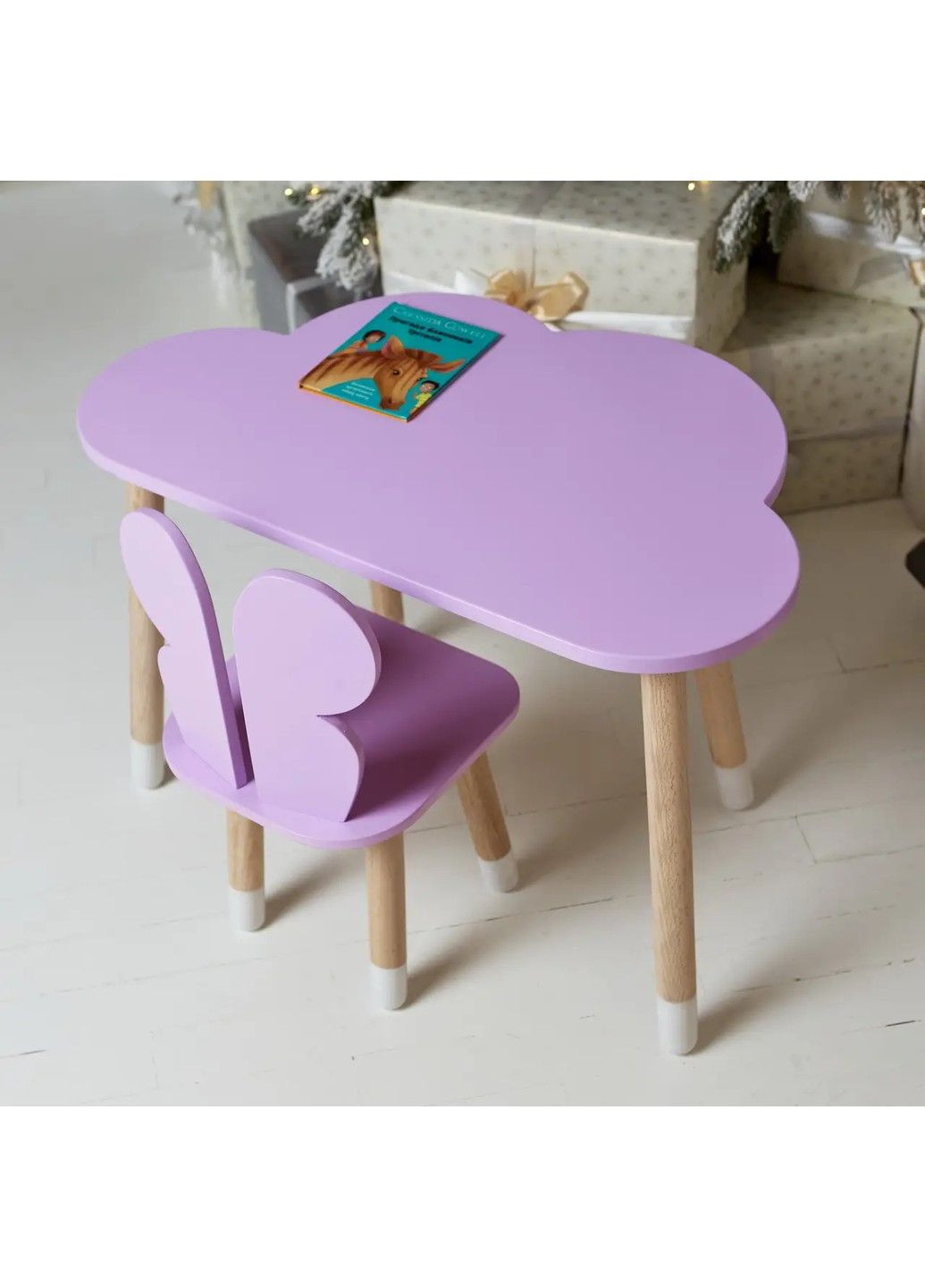 Дитячий столик Хмарка для навчання та ігор (Фіолетовий) та стільчик Метелик (Фіолетовий) No Brand (331639875)