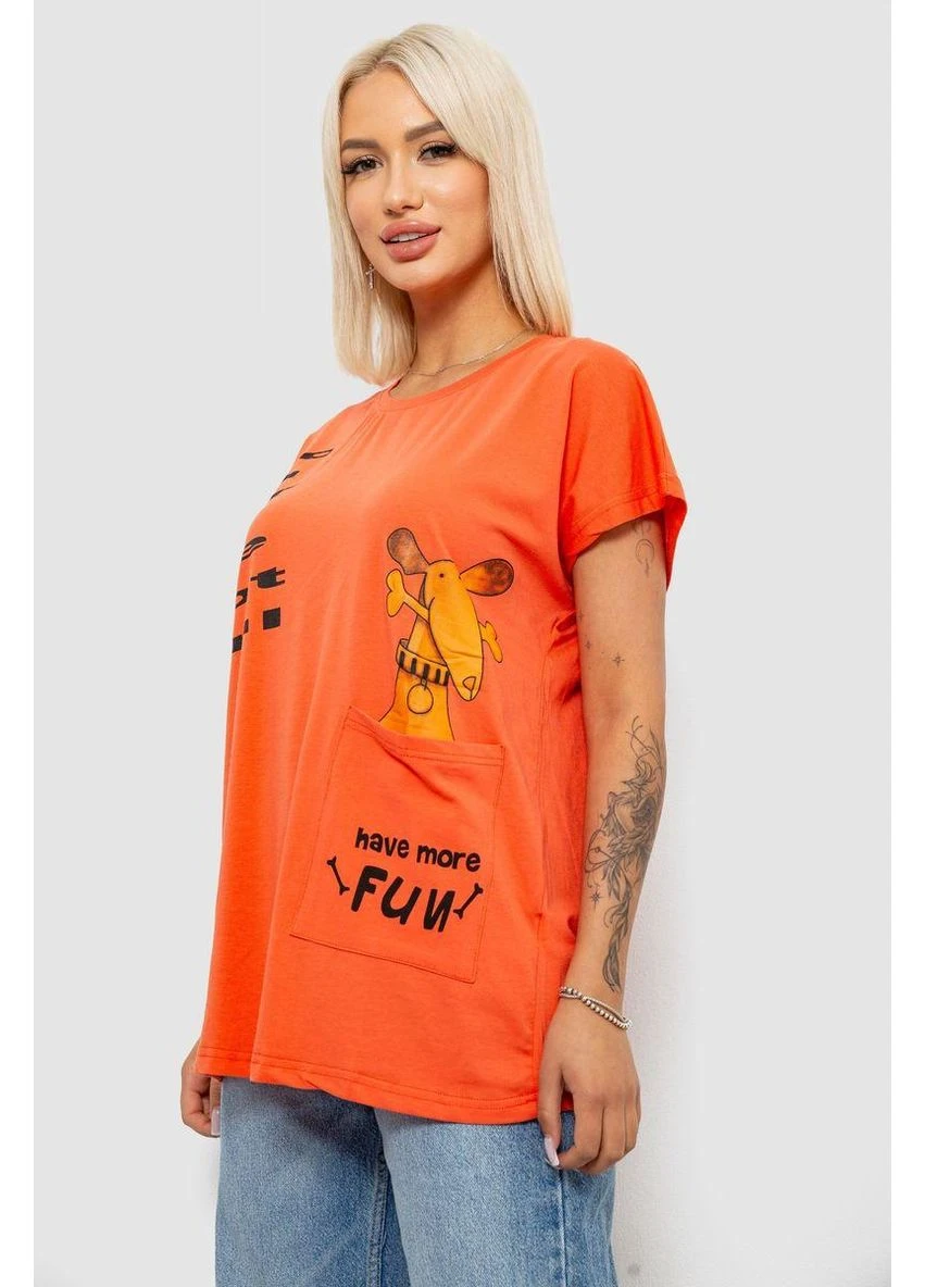 Футболка жіноча з принтом, колір оранжевий, 244R3002 No Brand - (393215214)