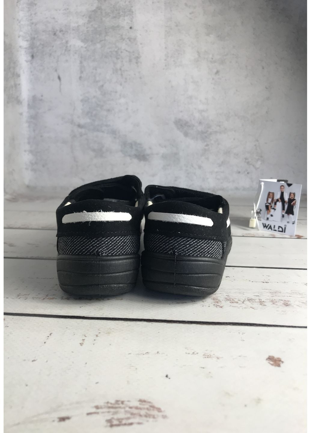 Серые топсайдеры мокасины текстильные детские серый (143) Waldi на липучке