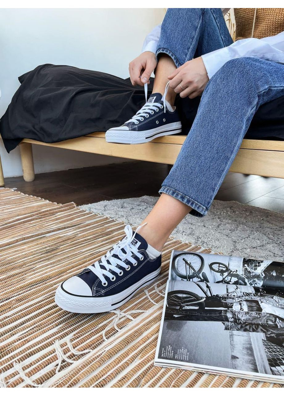 КЕДИ ЖІНОЧІ CONVERSE LOW NAVY BLUE КОНВЕРС No Brand білі демісезони (369389767)