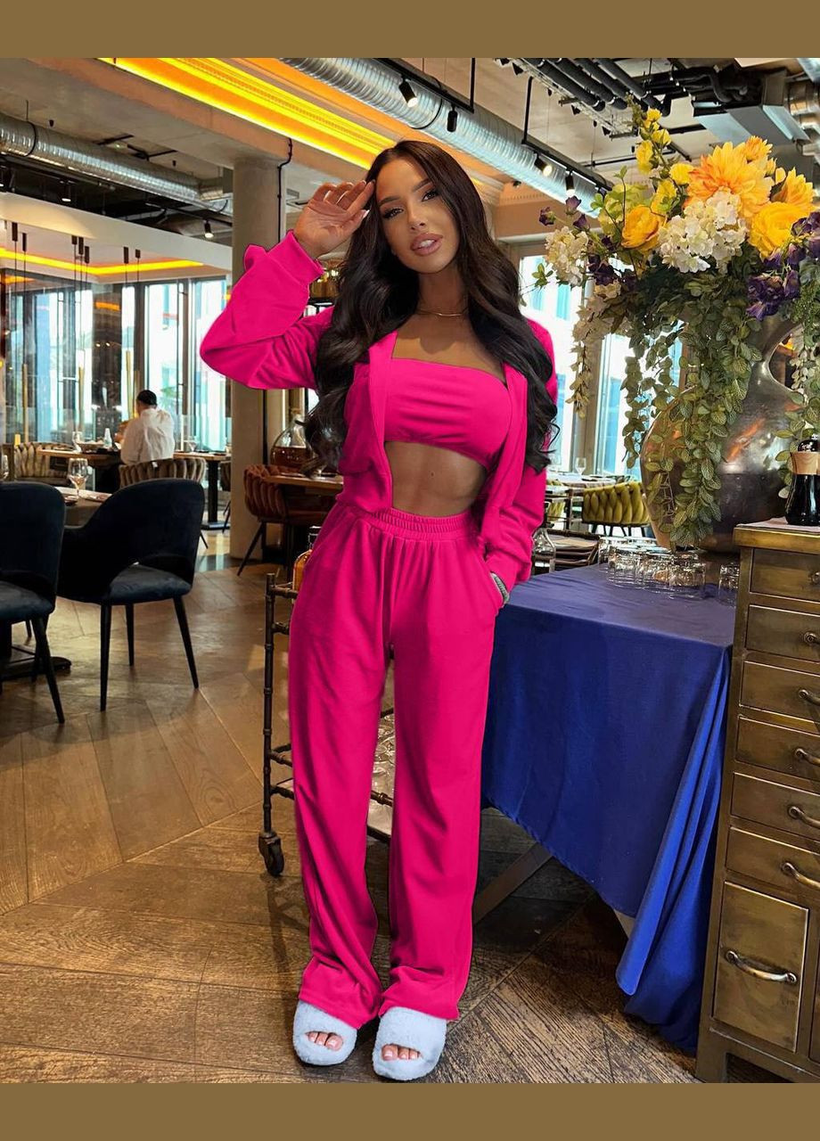 Розовый женский костюм тройка. No Brand (339508325)