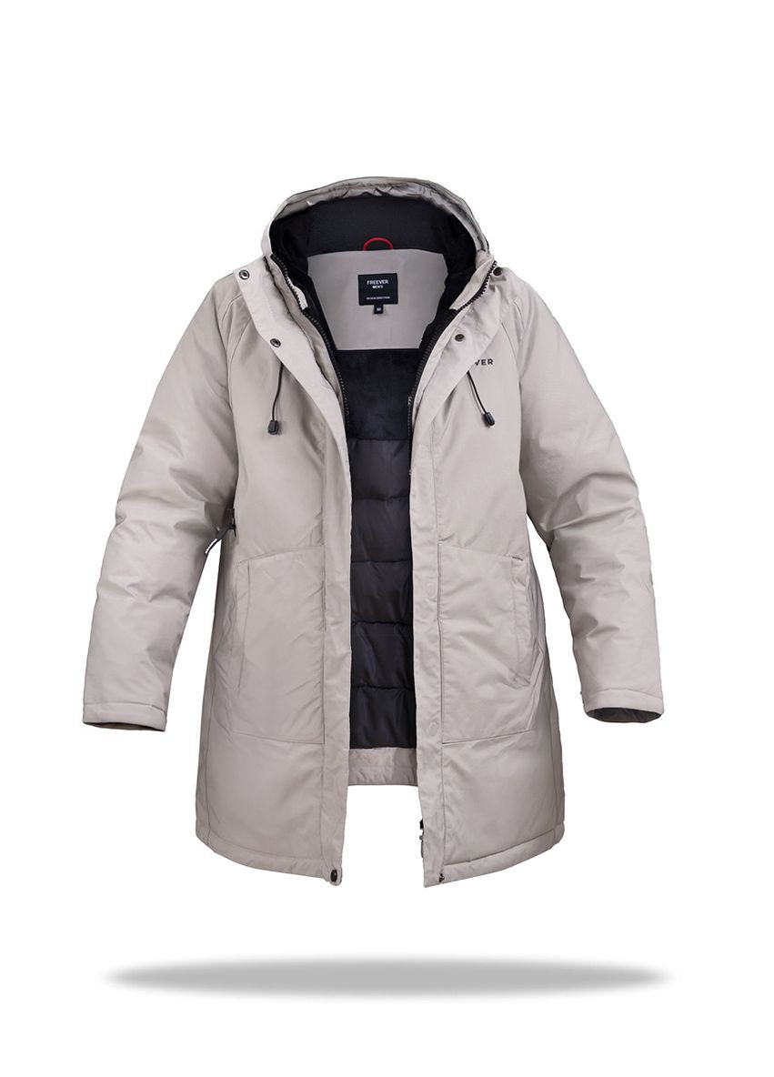Бежевая зимняя парка nf 71005 бежевая Freever