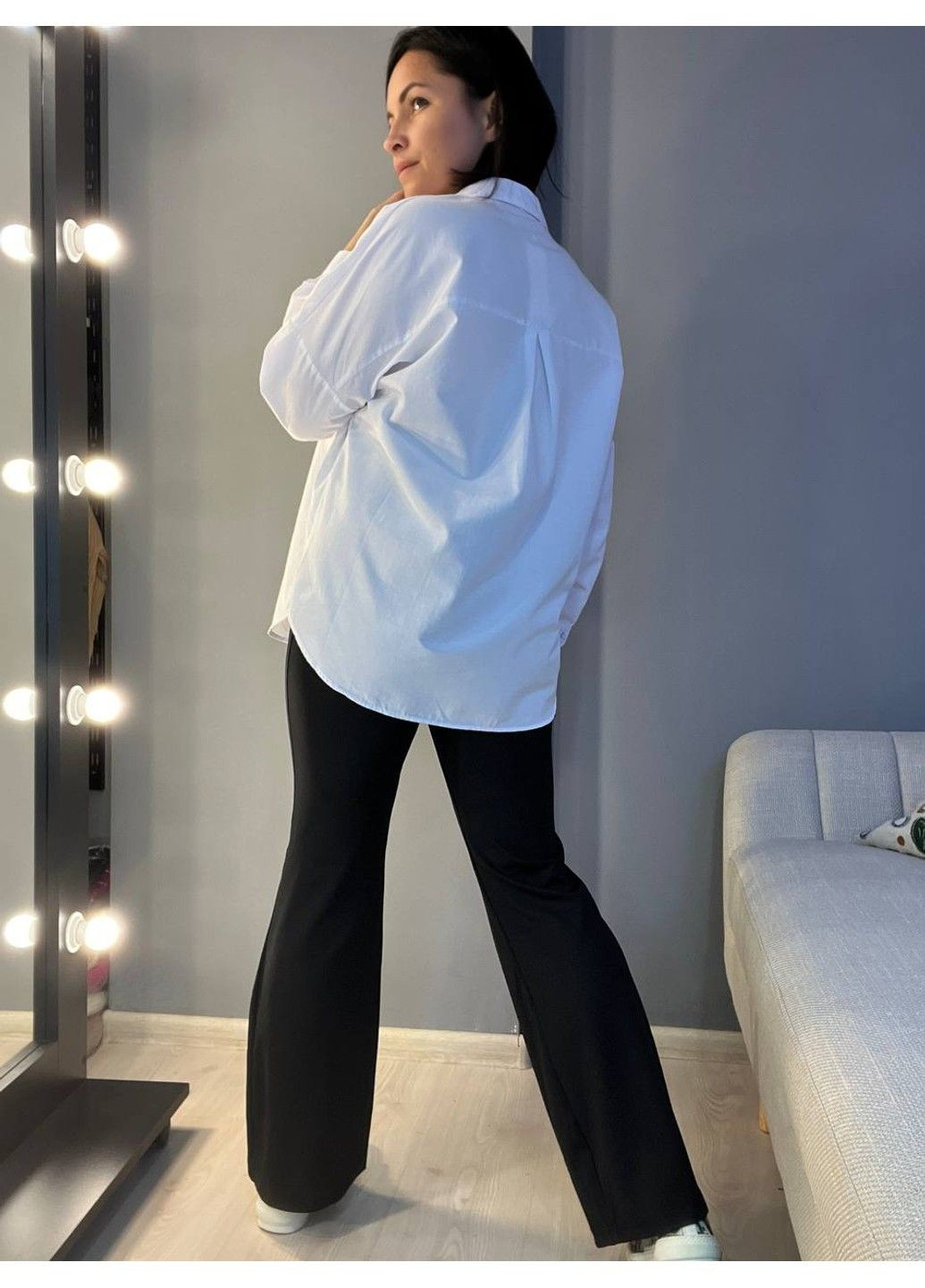 Черные лосины женские 4188 клеш рубчик широкий пояс Incebelli